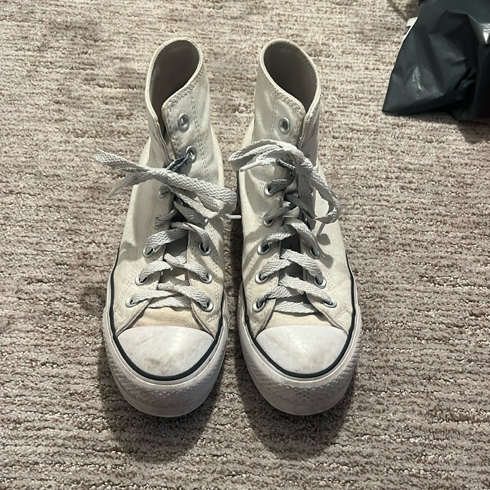 White high top platform converse